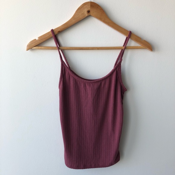 Burgundy Scoop Neck Crop Top - Picture 1 of 3